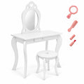 Airfind Kids Princess Makeup Dressing Play Table Set with Mirror, 33 lbs Capacity, MDF pine Frame, 27.5 Inch x 13.5 Inch x 41.5 Inch Footprint, White