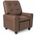 Airfind Youth Recliner Chair with Cup Holder, Side Pocket and Push-back Footrest, PU Upholstery, 24 x 21 x 30 in for Everyday Use, Brown