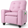 Airfind Youth Recliner Chair with Cup Holder, Side Pocket and Push-back Footrest, PU Upholstery, 24 x 21 x 30 in for Everyday Use, Pink