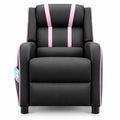 Airfind Kids Recliner Chair with Side Pockets and Footrest, 110 lbs Capacity, Sponge PU leather wood steel plastic Frame, Pink