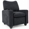 Airfind Kids Recliner Toddler Single Sofa with Adjustable Footrest and Cup Holder, 150 lbs Capacity, Wood Metal Sponge Chenille Fabric Frame, Black