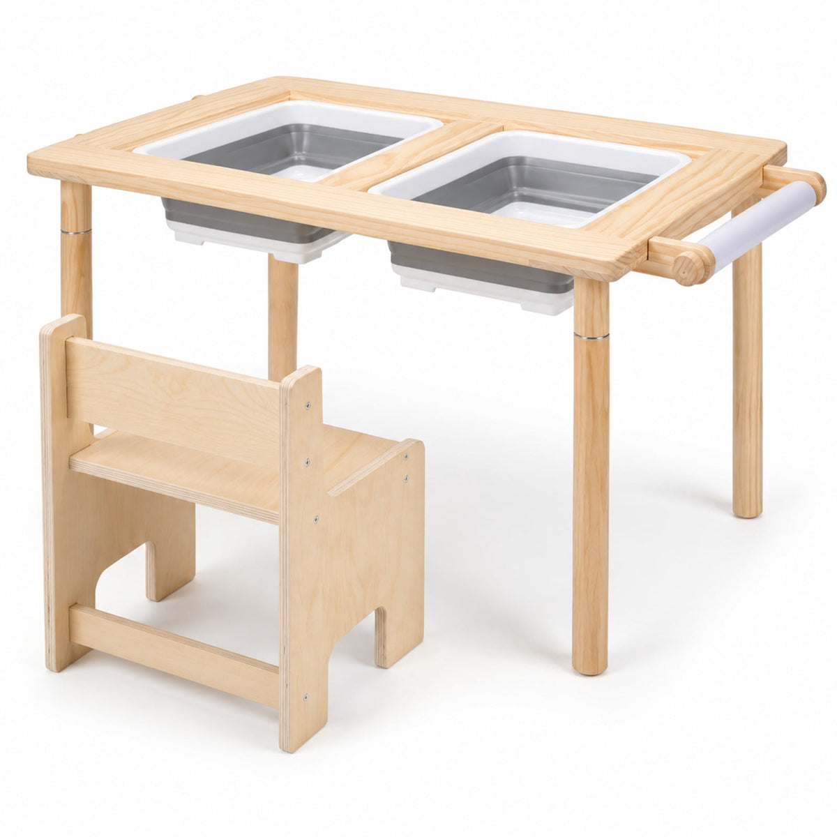 Airfind Kids Sensory Table Set with Adjustable Height and 2 Storage Bins, 165 lbs Capacity, Pine Wood Plywood Engineered Wood Frame, Natural