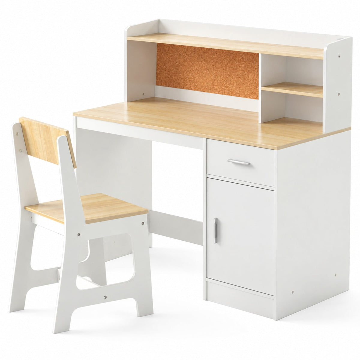 Airfind Youth Study Desk and Chair Set Student Table and Chair, MDF Frame, 132 lbs Capacity, for 3+ Years Old, 43 Inch x 19 Inch x 39.5 Inch Footprint, Natural