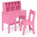 Airfind Kids Study Desk and Chair Set with Chair Hutch and Storage Cabinet for 3+ Years Old, 110 lbs Capacity, MDF Frame, Pink