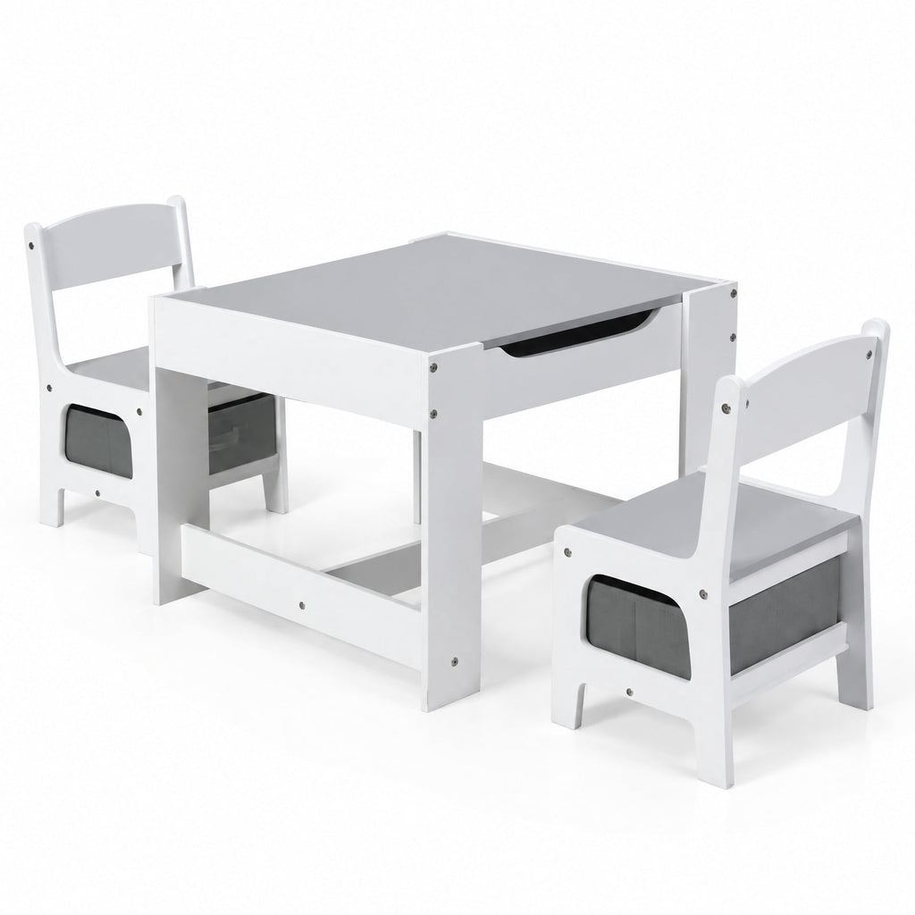 Airfind Kids Table Chairs Set With Storage Boxes Blackboard Whiteboard Drawing, P2 MDF Applicable age 3-7 Years Frame, 24.5 Inch x 24.5 Inch x 19 Inch Footprint