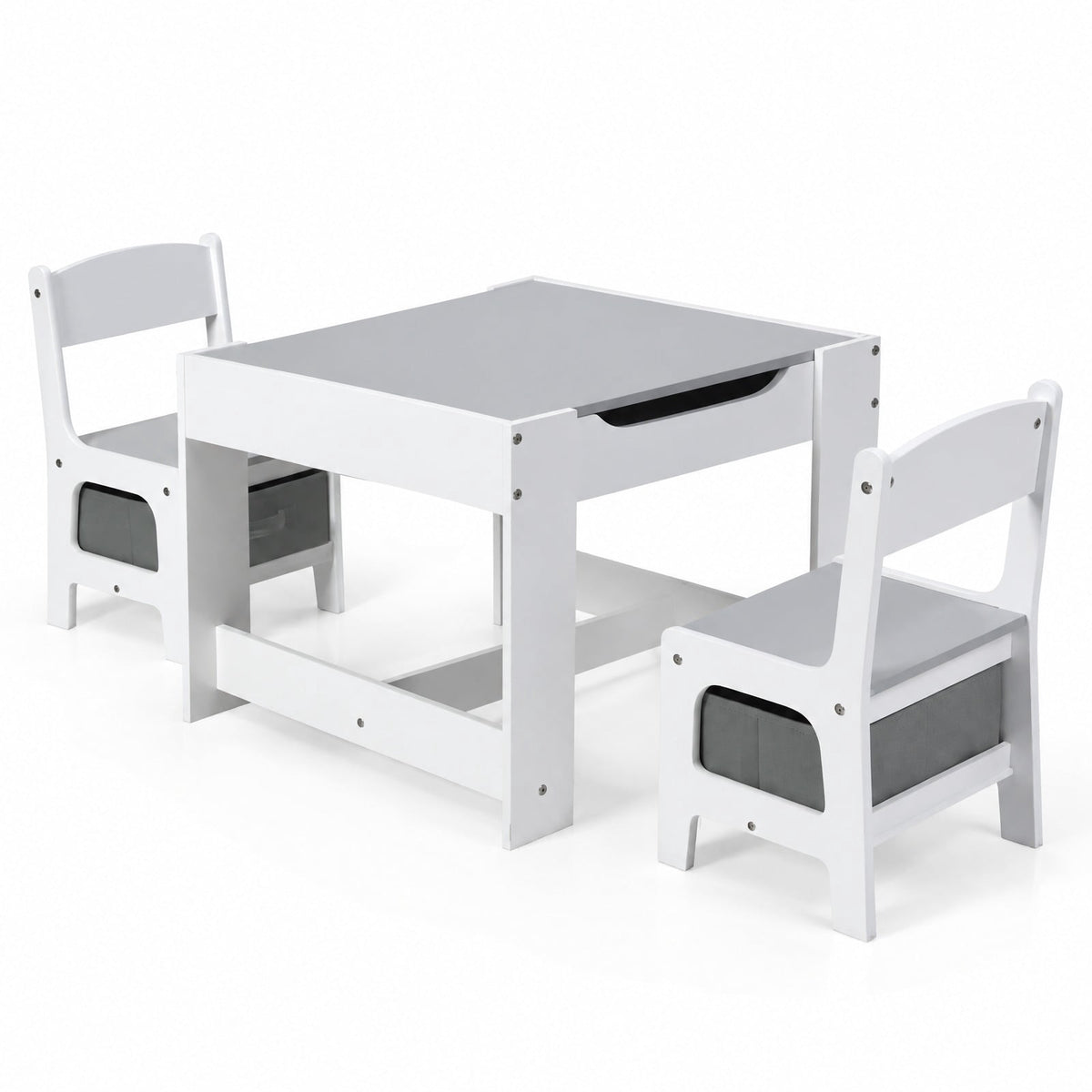 Airfind Kids Table Chairs Set With Storage Boxes Blackboard Whiteboard Drawing, P2 MDF Applicable age 3-7 Years Frame, 24.5 Inch x 24.5 Inch x 19 Inch Footprint