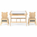 Airfind Kids Table and Chairs Set with Reversible Whiteboard-Panda, 165 lbs Capacity, for 3+ Years Old, Natural