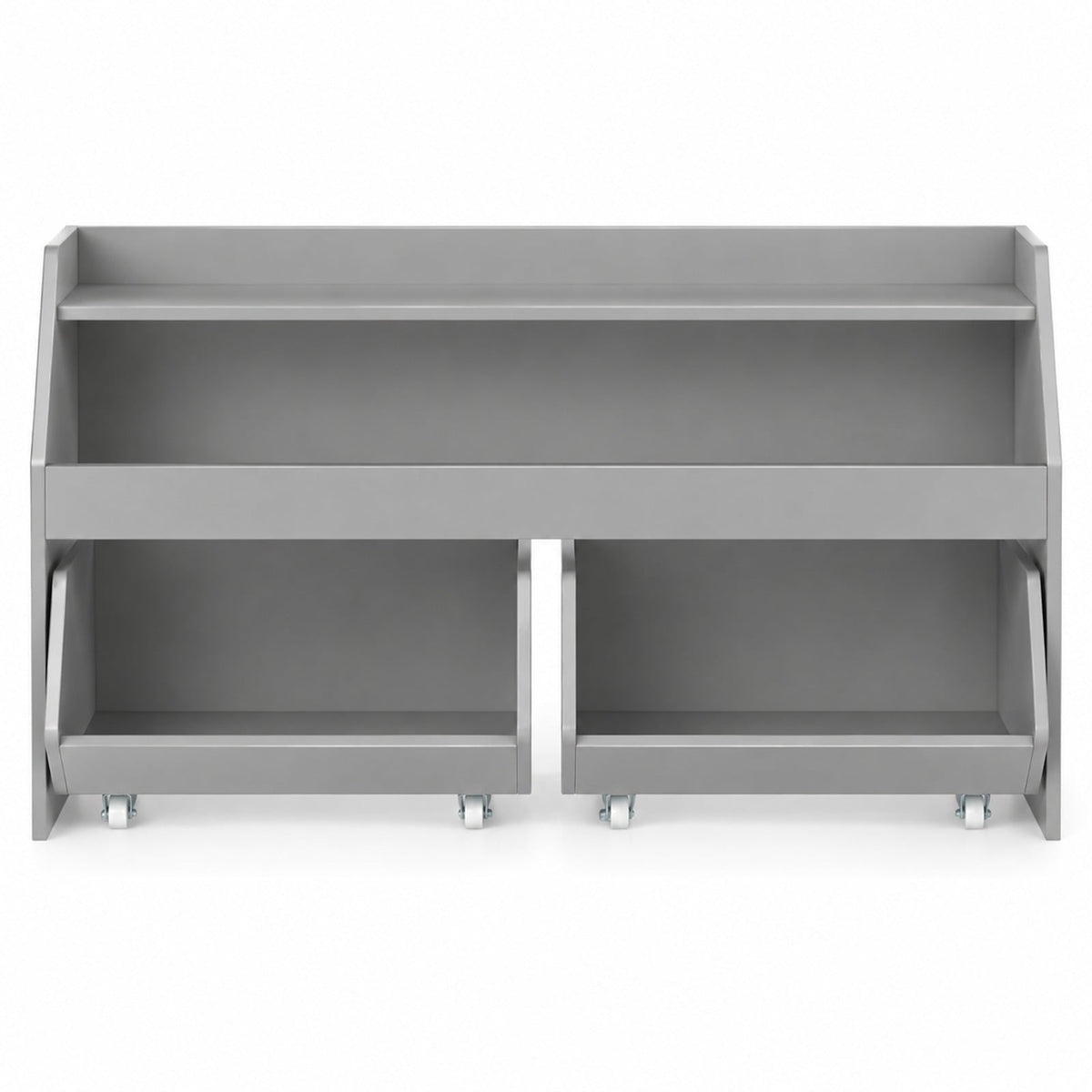 Airfind Youth Toy Storage Organizer Wooden Bookcase with 2 Movable Drawers, 176 Lbs Capacity, Engineered Wood, for 3 and Years Old Total, Gray