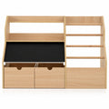 Airfind Kids Toy Storage Organizer with Flip-up Blackboard, Engineered Wood Pine Wood Frame, for 3+ Years Old, 41 Inch x 16 Inch x 28 Inch Footprint, Natural
