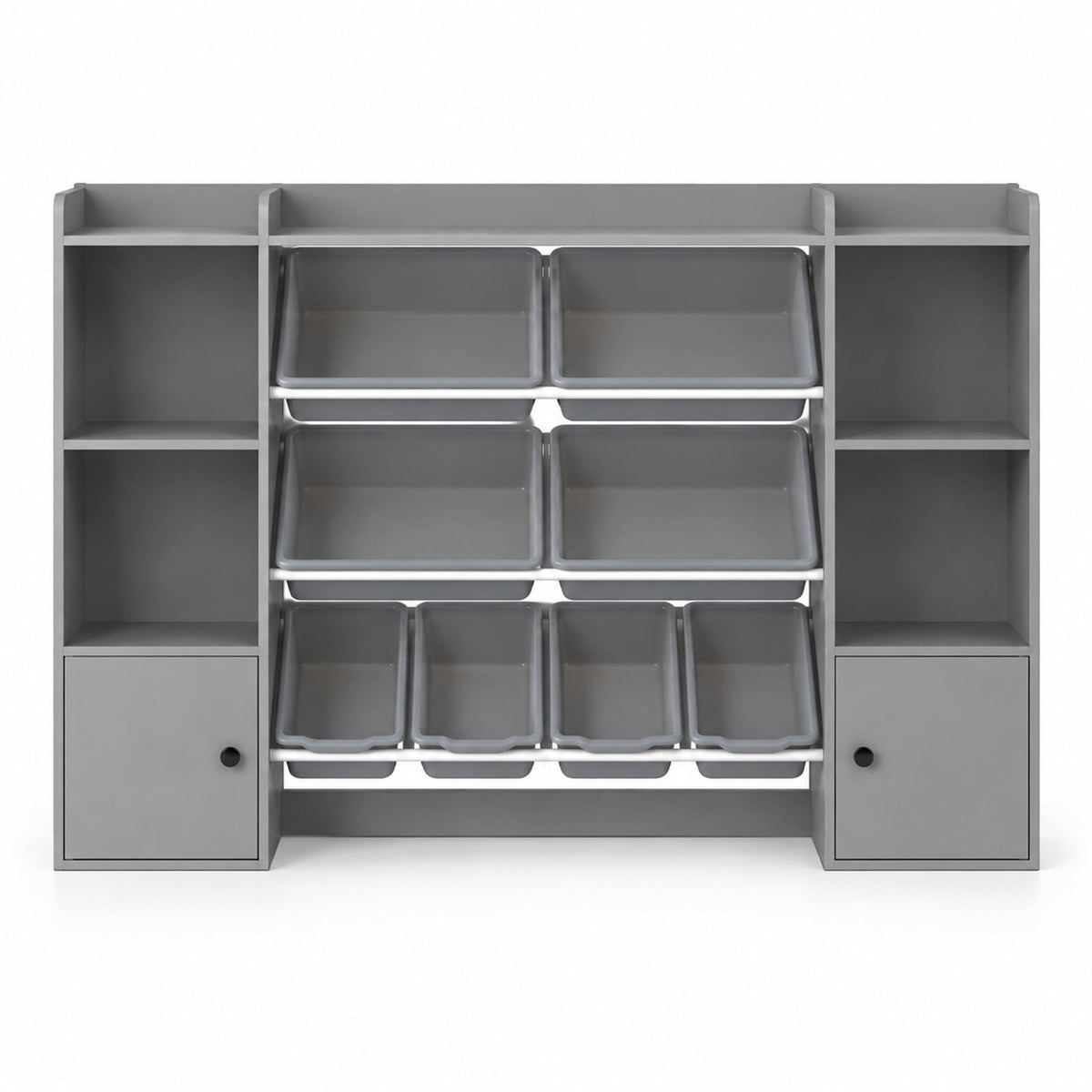 Airfind Kids Toy Storage and Bookshelf with Boxes and Open Shelves, 385 lbs Capacity, Engineered Wood Frame, for 3+ Years Old Total, Gray