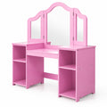 Airfind Kids Tri Folding Mirror Makeup Dressing Vanity Table Set, 220 lbs Capacity, MDF Plastic mirror Weight: 45 lbs Frame, Pink