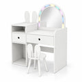 Airfind Kids Vanity Desk and Chair Set with Lights Open Shelves, 110 lbs Capacity, MDF Frame, 31.5 x 15.5 x 37.5 Tabletop Footprint, White