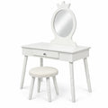Airfind Kids Vanity Makeup Table and Chair Set Make Up Stool, 33 lbs Capacity, MDF pine wood Frame, 27.5 Inch x 13.5 Inch x 40 Inch Footprint, White