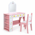 Airfind Youth Vanity Set Princess Girls Dressing Table featuring Mirror and Chair, 190 lbs Capacity, MDF Glass Frame, for 3-7 Years Old, White