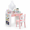 Airfind Kids Vanity Set with Crown Mirror and Chair for Girls, 110 lbsChair Capacity, 31.5in x 16in x 51inTabletop Footprint, White