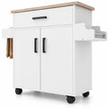 Airfind Kitchen Island Cart Rolling Kitchen Storage Island with Drawer, 220 lbs Capacity, Engineered Wood MDF Metal Frame, White