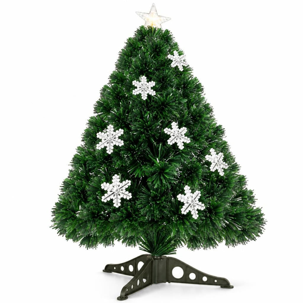 Airfind LED Optic Artificial Christmas Tree with Snowflakes-3 Feet, PVC Frame, 2.4 x 5 (Diameter x H) Height: 5 ft Weight: About 8 lbs Footprint