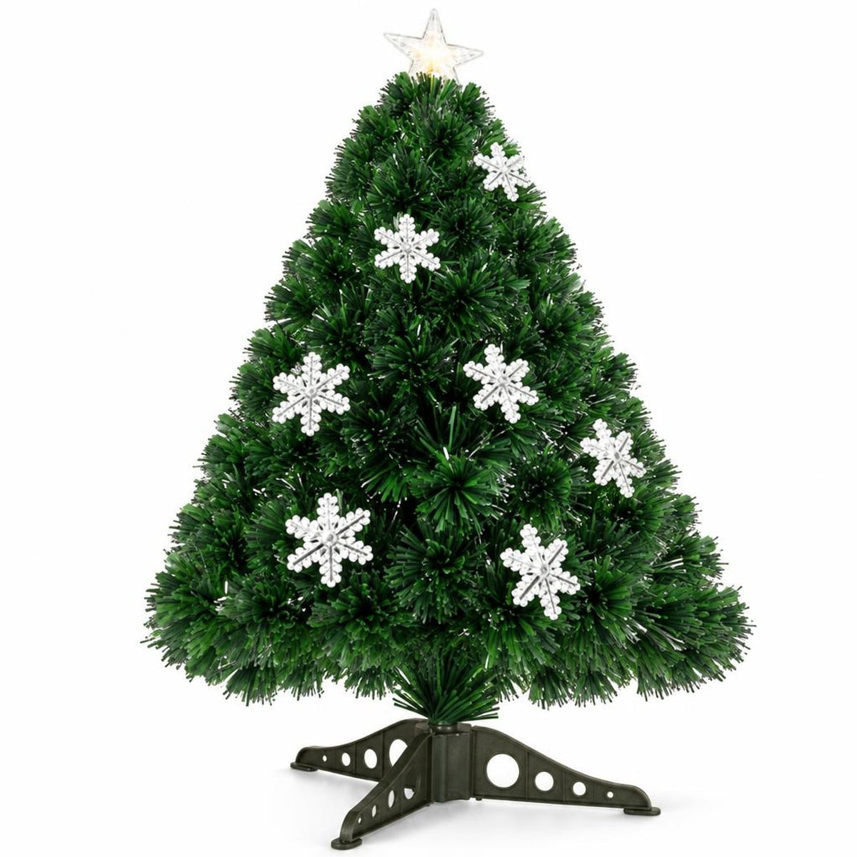 Airfind LED Optic Artificial Christmas Tree with Snowflakes-3 Feet, PVC Frame, 2.4 x 5 (Diameter x H) Height: 5 ft Weight: About 8 lbs Footprint