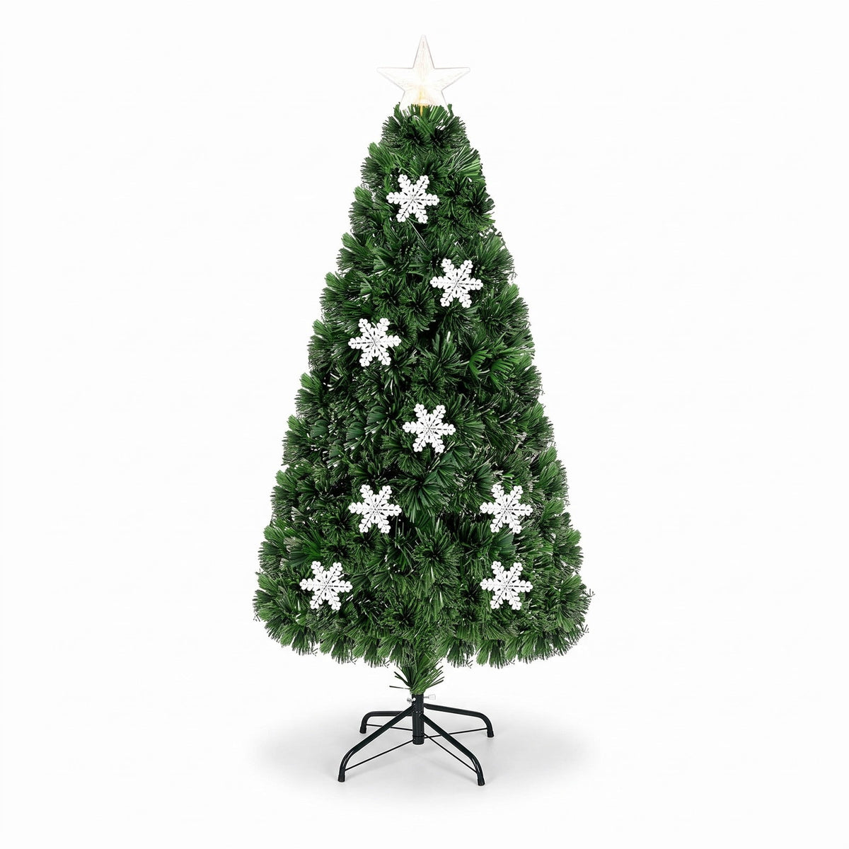 Airfind LED Optic Artificial Christmas Tree with Snowflakes-5 Feet, PVC Frame, 2.4 x 5 (Diameter x H) Height: 5 ft Weight: About 8 lbs Footprint