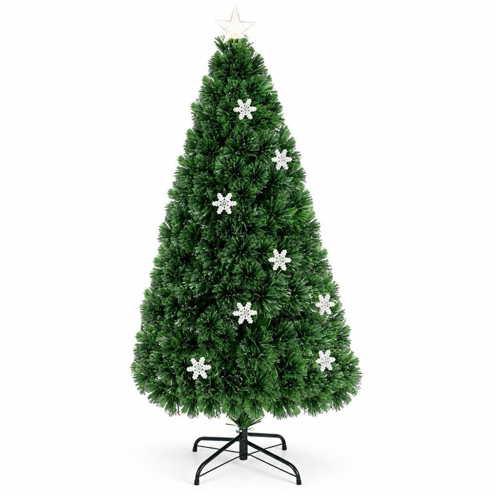 Airfind LED Optic Artificial Christmas Tree with Snowflakes-6 Feet, PVC Frame, 2.4 x 5 (Diameter x H) Height: 5 ft Weight: About 8 lbs Footprint