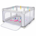 Airfind Large Baby Playpen BPA-Free Foldable Toddlers Safety Fence Play Yard with Zipper Gate, Oxford Fabric Frame, for 0-3 years old, Grey
