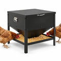 Airfind Large Capacity Chicken Feeding Box with Openable Lid, Galvanized Metal Stainless Steel for Convenient Everyday Use, Black