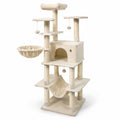 Airfind Large Cat Tree for Indoor Cats 63 Inch Tall Cat Tower, Plush Fabric Sisal Engineered Wood Base Frame, Beige