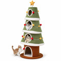 Airfind Large Christmas Cat Tree for Indoor Cats 61 Inch Cute Cat Tower with 4 Condos, 11 lbs Capacity, Engineered Wood Plush Fabric Frame, Green