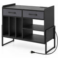 Airfind Large Record Player Stand with Charging Station Mid Century Modern Vinyl Storage Cabinet, 209 lbs Capacity, 30in x 14in x 27in Inside Footprint