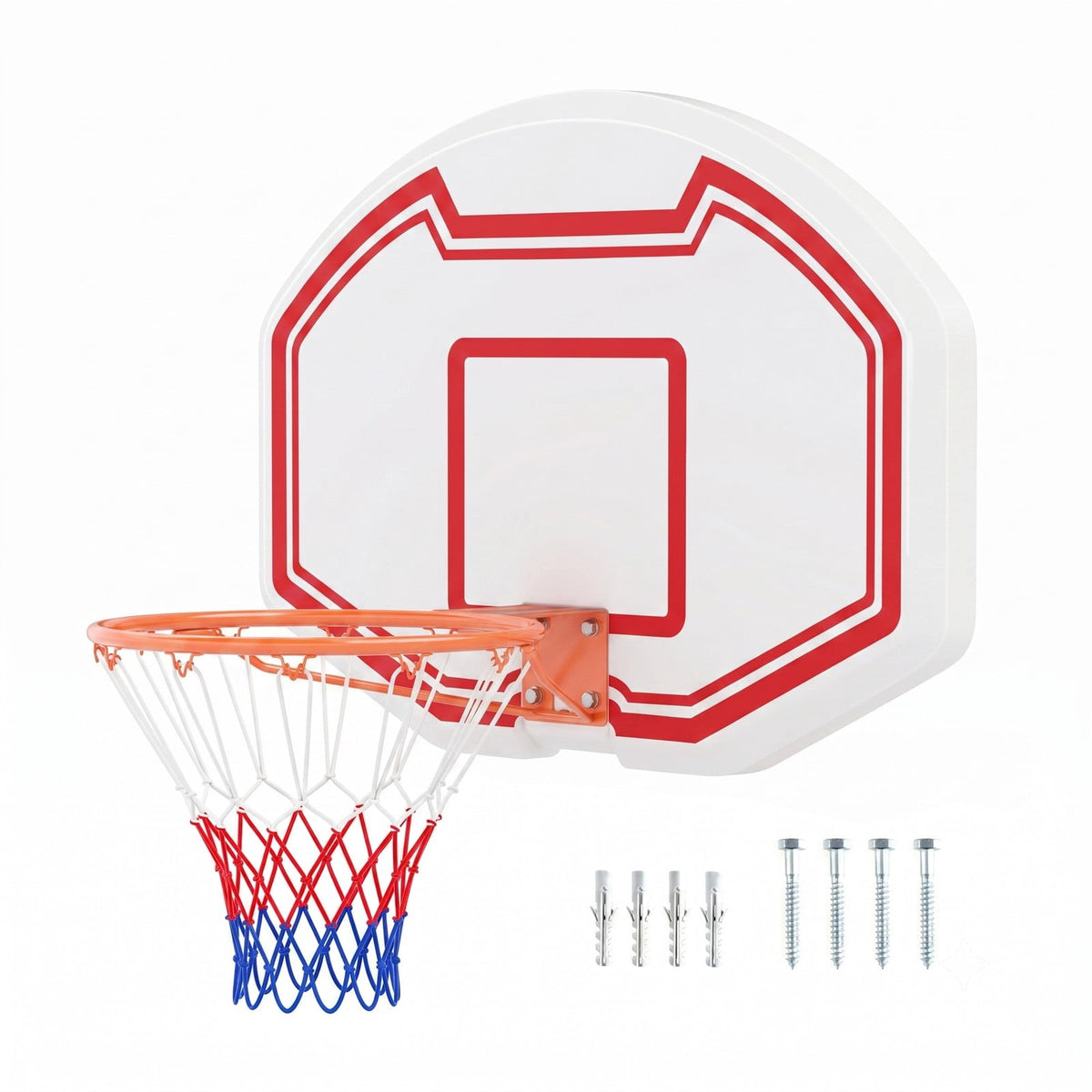 Airfind Large Wall Mounted Basketball Hoop with Shatter-proof PE Backboard, Metal Rim Anti-Tear Net for Kids and Adults Indoor Outdoor Play, White and Red