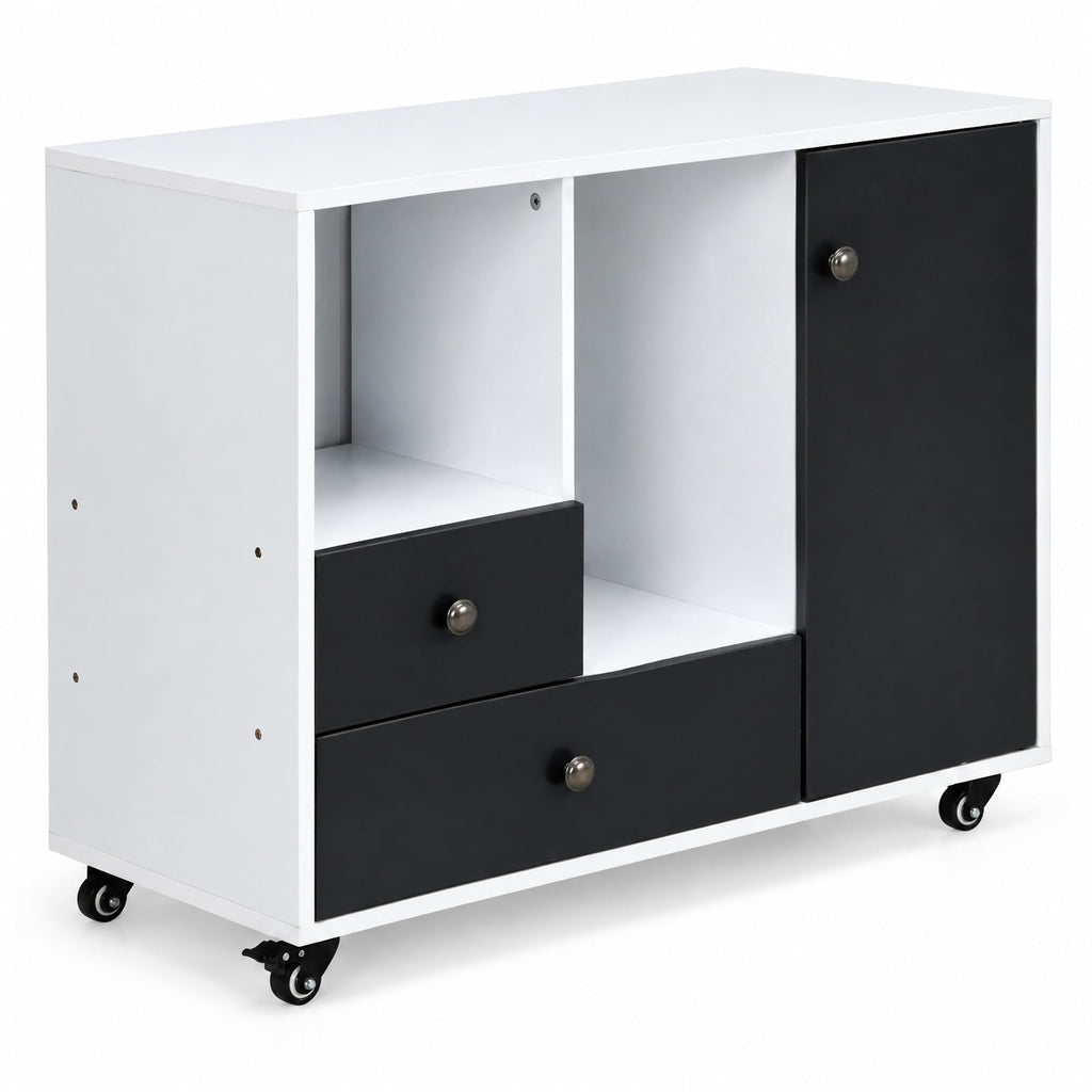 Airfind Lateral Mobile Filing Cabinet with 2 Drawers, Engineered wood Frame, 35.5in x 14in x 27.5in(L x W x H) Big drawer Footprint, Black