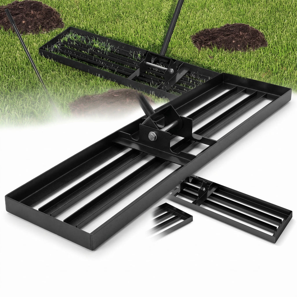 Airfind Lawn Leveling Rake 46 x 10 Inch Heavy Duty Lawn Level Tool for Soil, Metal PVC Plate Frame, 46 x 10 Handle Length 67 Footprint, Black