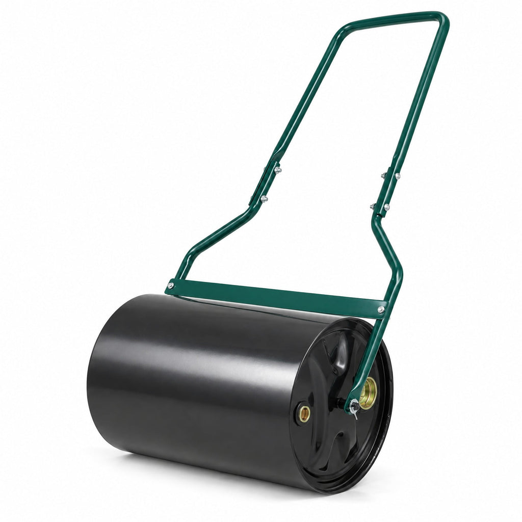 Airfind Lawn Roller 12 Gallon Water/Sand Filled Garden Drum Roller with U, Metal Frame, 21 x 13 x 43(L X W X H) Roller Footprint, Black