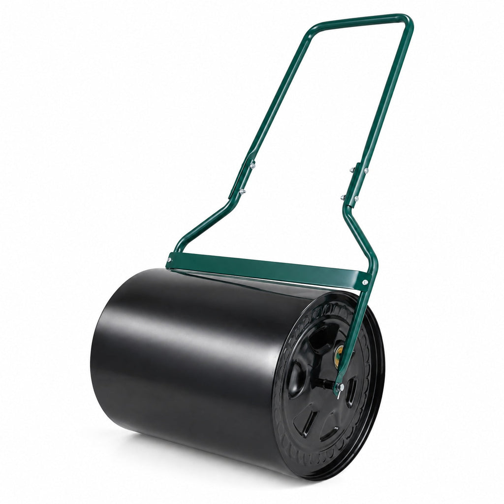 Airfind Lawn Roller 16 Gallon Water/Sand Filled Garden Drum Roller with Leak, Metal Frame, 21 x 16 x 44(L X W X H) Roller Footprint, Black