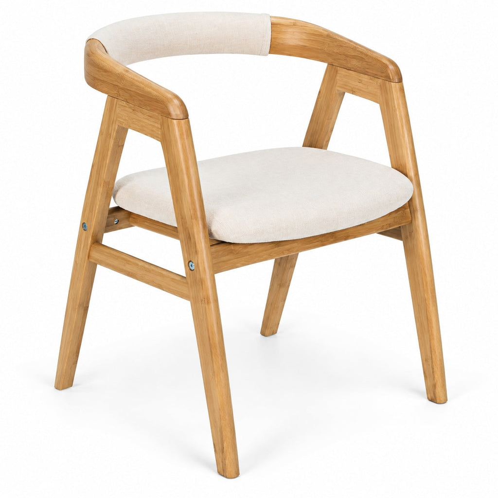 Airfind Leisure Bamboo Dining Chair with Curved Back and Anti-slip Foot Pads, 286 lbs Capacity, Bamboo Frame, 22.5 x 21.5 x29 Footprint, Natural