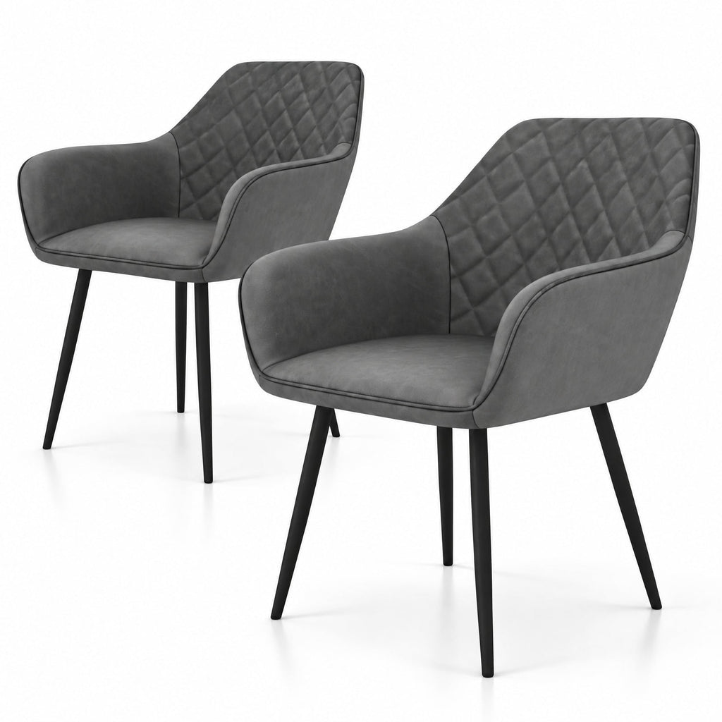 Airfind Leisure Dining Chair Set of 2 with Curved Backrest and Wide Seat, 330 lbs Capacity, Fabric Metal Frame, 23.5 x 21.5 x 33 Footprint, Gray