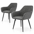 Airfind Leisure Dining Chair Set of 2 with Curved Backrest and Wide Seat, 330 lbs Capacity, Fabric Metal Frame, 23.5 x 21.5 x 33 Footprint, Gray