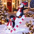 Airfind Lighted Christmas Decoration Penguins 3D Pre-Lit Penguins Slide with 170 LED Lights, Metal Frame, Multi-color