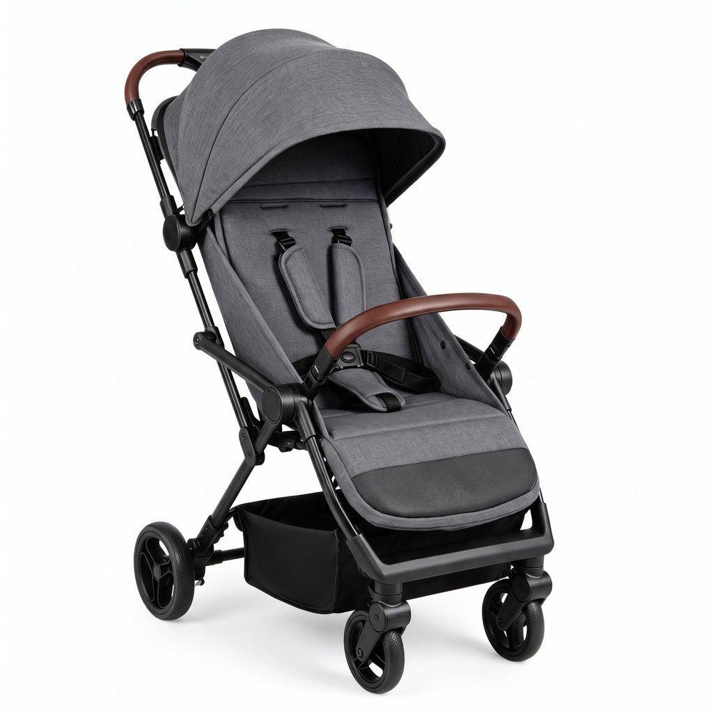 Airfind Lightweight Baby Stroller with One-Hand Folding and Adjustable Canopy for Toddlers, 50 lbs Capacity, Metal Aluminum Fabric Frame, Gray