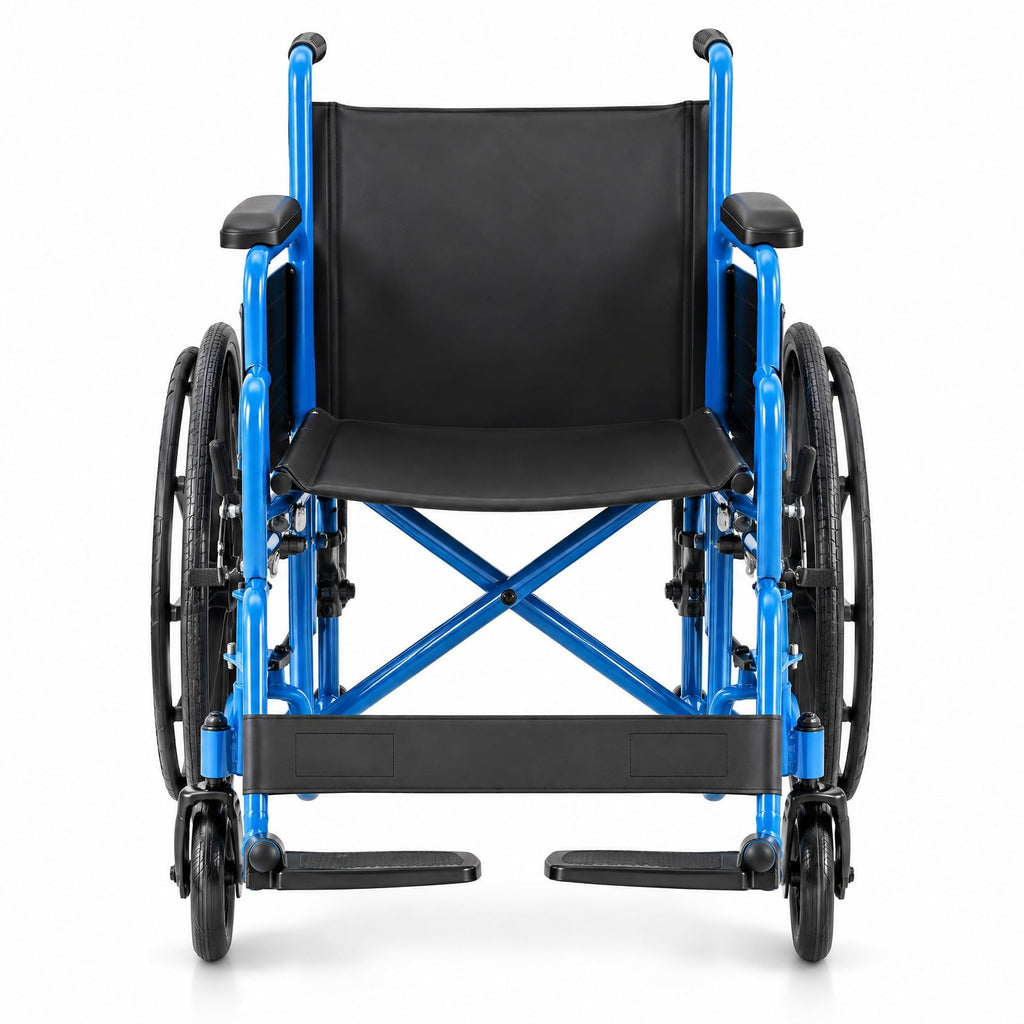 Airfind Lightweight Folding Wheelchair for Adults with Swing-Away Footrest and Desk Arm, 330 lbs Capacity, Metal Faux Leather Nylon Plastic Frame