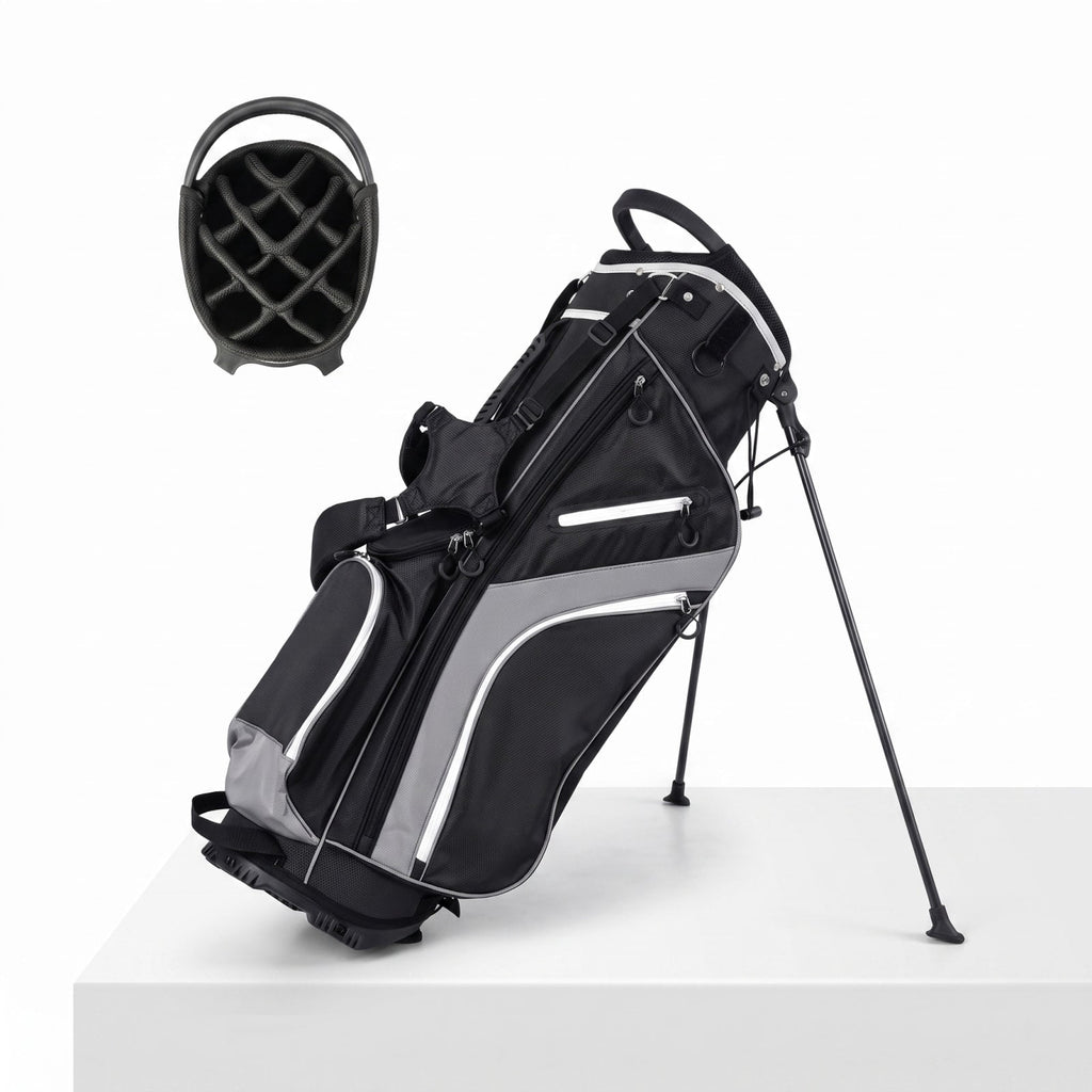 Airfind Lightweight Golf Stand Bag with 14 Way Top Dividers and 6 Zippered Pockets and Rain Hood for Walking the Course, Gray