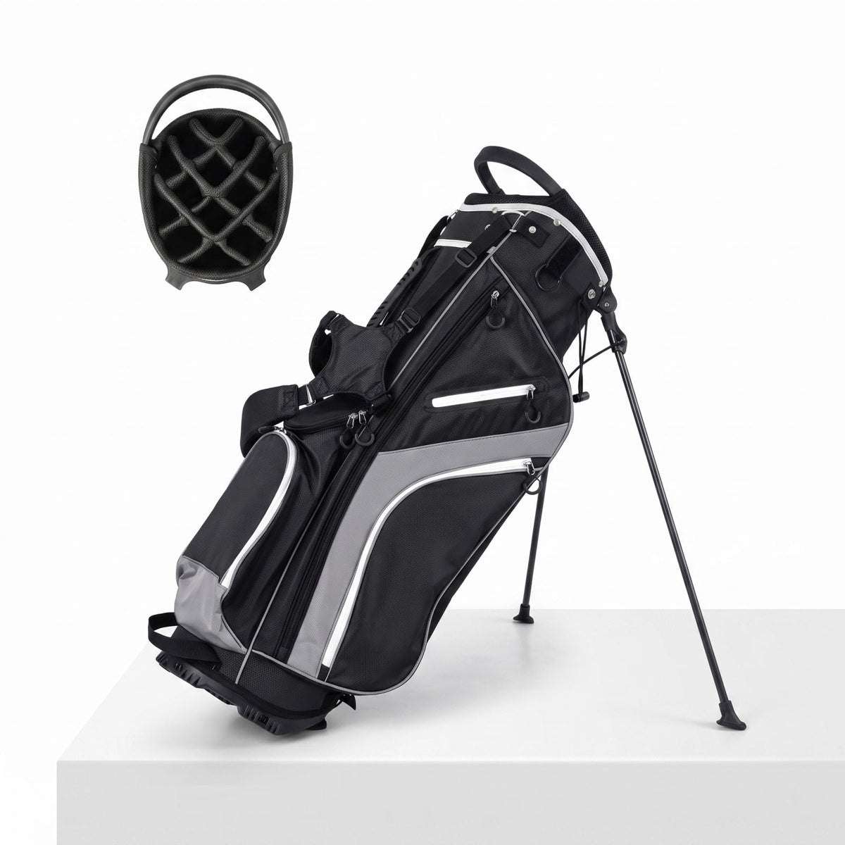 Airfind Lightweight Golf Stand Bag with 14 Way Top Dividers and 6 Zippered Pockets and Rain Hood for Walking the Course, Gray