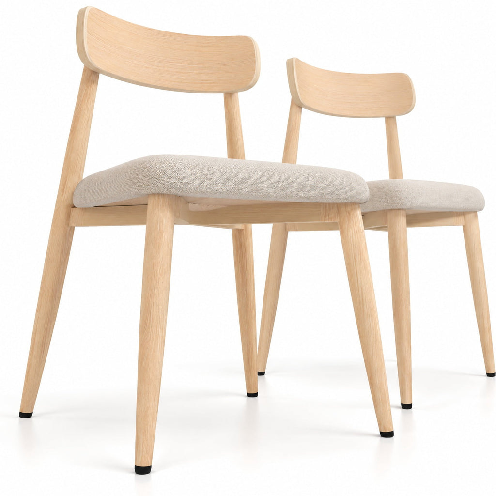 Airfind Linen Fabric Upholstered Modern Dining Chair Set of 2 with Padded Seat and Curved Back, 340 lbs Capacity, 19.5in x 19in x 31in Footprint