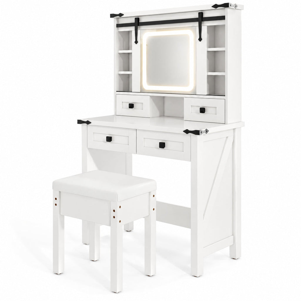Airfind Makeup Vanity Desk with Mirror and Adjustable Storage Shelves, 110 lbs Capacity, Engineered Wood Frame, 31in x 16in x 54.5in Footprint, White