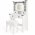 Airfind Makeup Vanity Desk with Mirror and Adjustable Storage Shelves, 110 lbs Capacity, Engineered Wood Frame, 31in x 16in x 54.5in Footprint, White