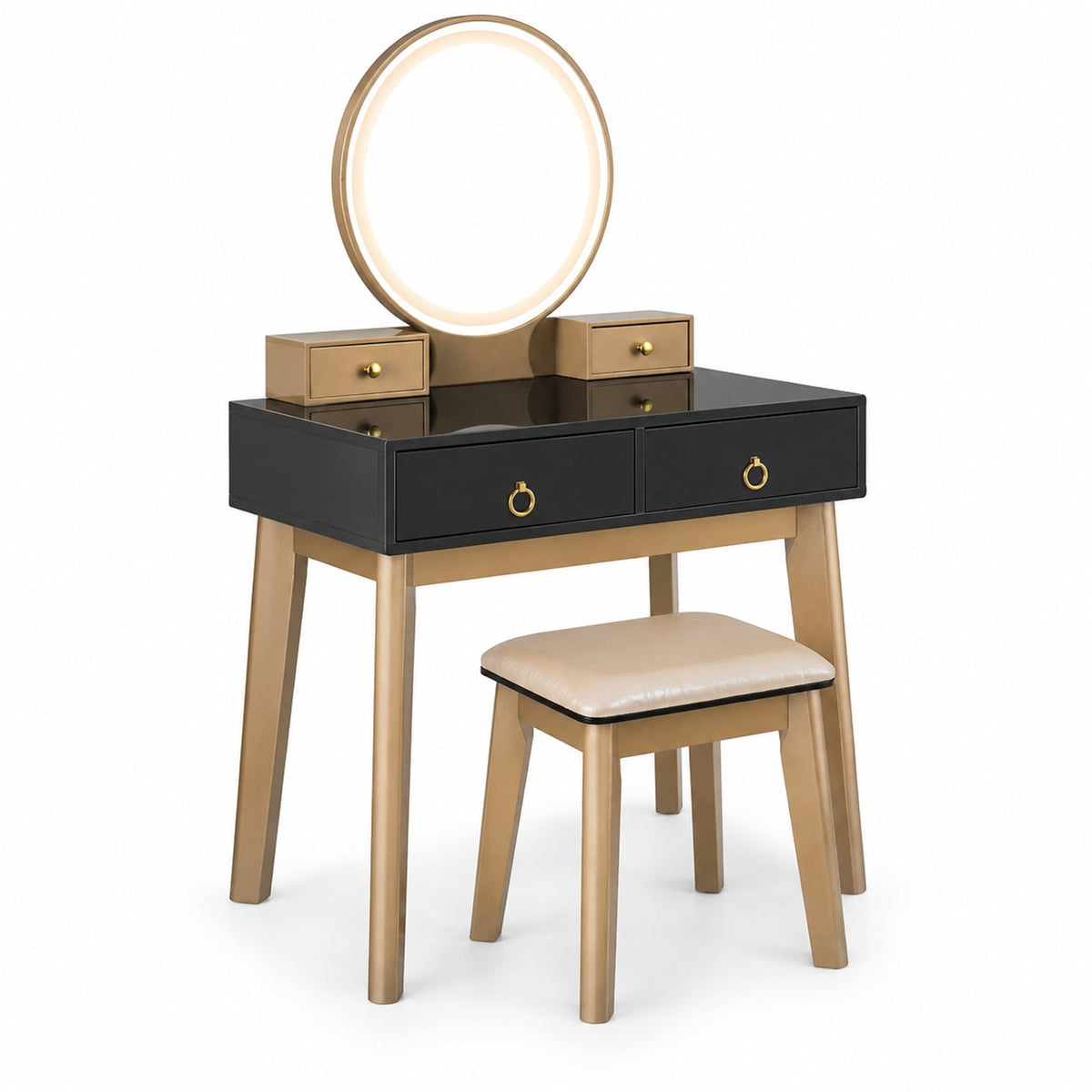 Airfind Makeup Vanity Table Set 3 Color Lighting Dressing Table, 7in x 3.5in x 3in (L x W x H) Big drawer Footprint, Black