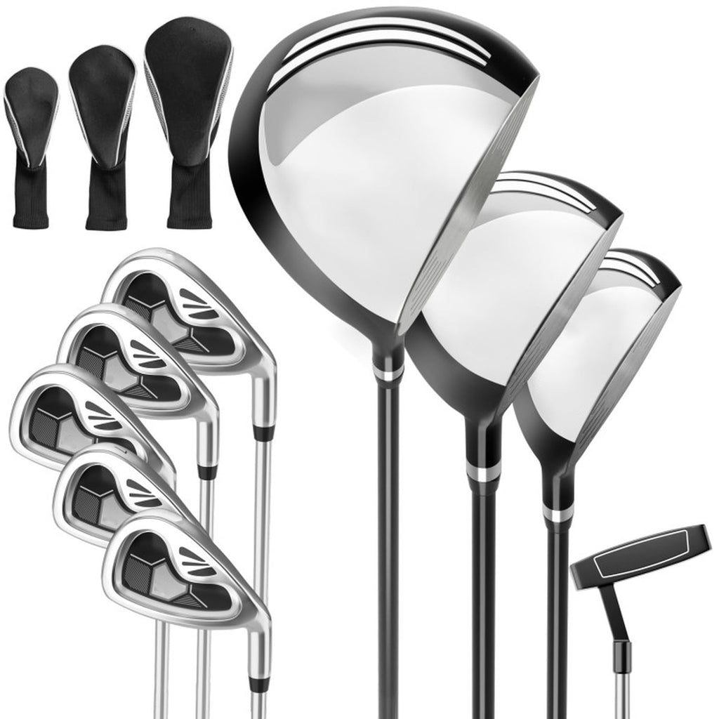 Airfind Mens Complete Golf Club Set with 9 Pieces Including Graphite Shafts and TPR Grips Plus 3 Headcovers and Expanded Sweet Spot Irons as a Full Golf Club Set, Gray