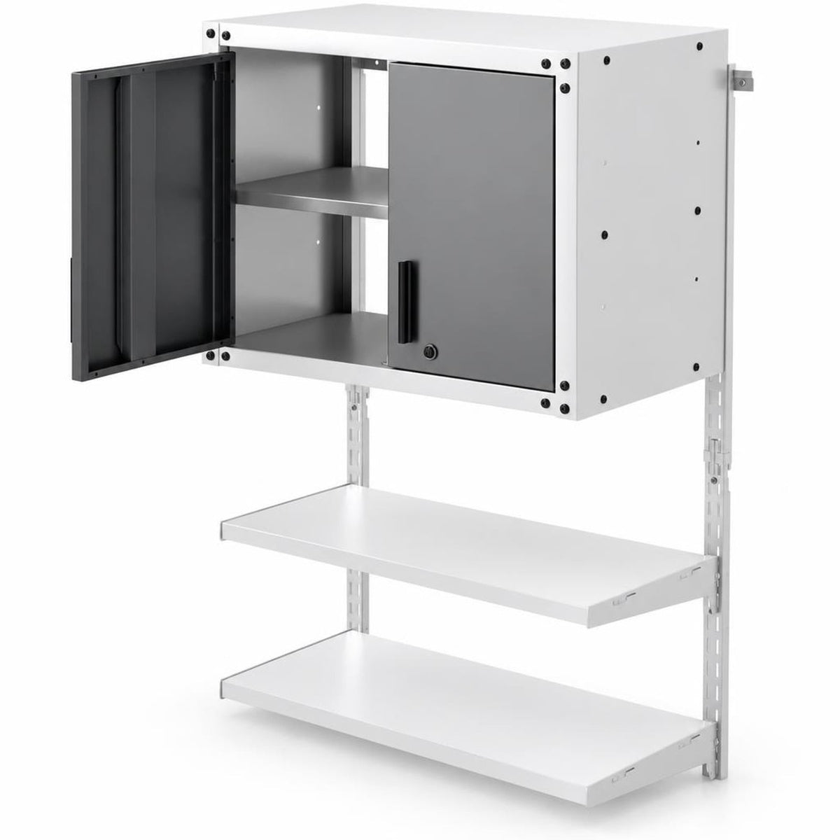 Airfind Metal Wall Cabinet with Lock and 3 Adjustable Shelves, 55 lbs Capacity, Metal Frame, 28.5in x 14in x 47in Footprint, Gray and White