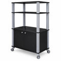Airfind Microwave Rack Stand Rolling Storage Cart, P2 MDF Frame, 23.5 x 15.5 x 38.5 Footprint, Black