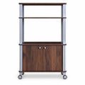 Airfind Microwave Rack Stand Rolling Storage Cart, P2 MDF Frame, 23.5 x 15.5 x 38.5 Footprint, Walnut